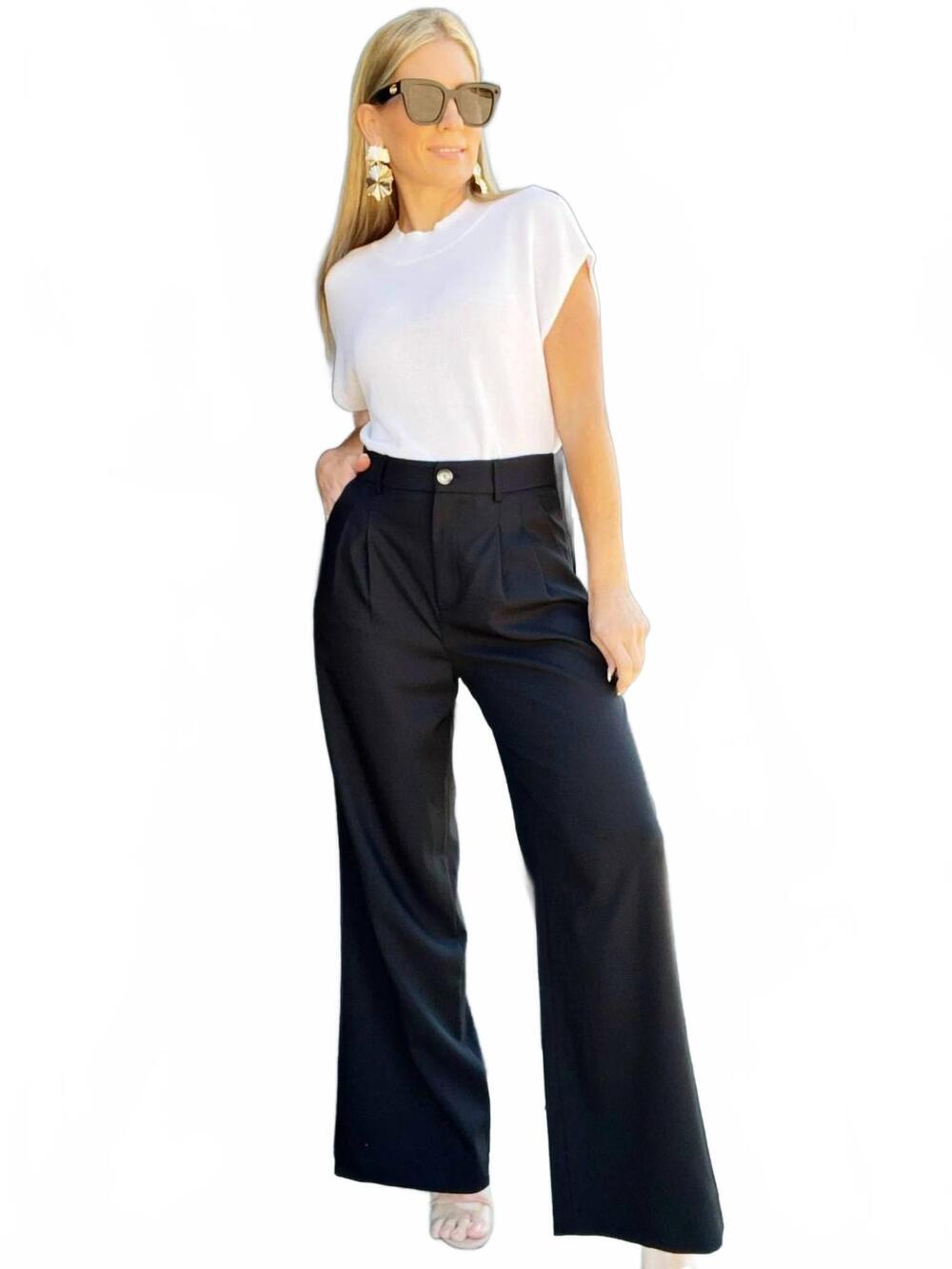 NEW EE:SOME women's fashion forward straight leg pants in black